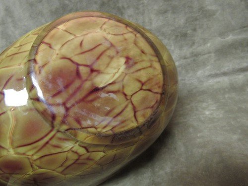 Circa 1900's Art Glass Bowl Cased White and Cloud Amber Scalloped Edge - Picture 5 of 5