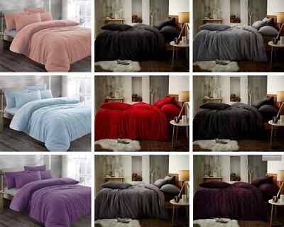 Night Zone Teddy Fleece Bettbezug mit Kissenbezug Thermo Warm Bettwäsche Set