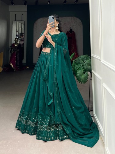 Designer Lehenga Choli Partywear Lehenga Wedding lengha Georgette Indian Dress - Picture 3 of 6