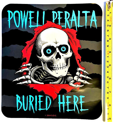 Dealers Store Sticker2014 POWELL PERALTA BURIED HERE Skateboard Sticker 8X9-1/8''