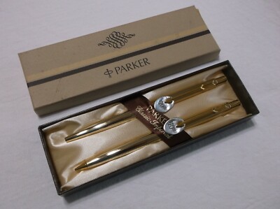 VINTAGE PARKER CLASSIC IMPERIAL GOLD BALLPOINT PEN & .9mm PENCIL SET ...
