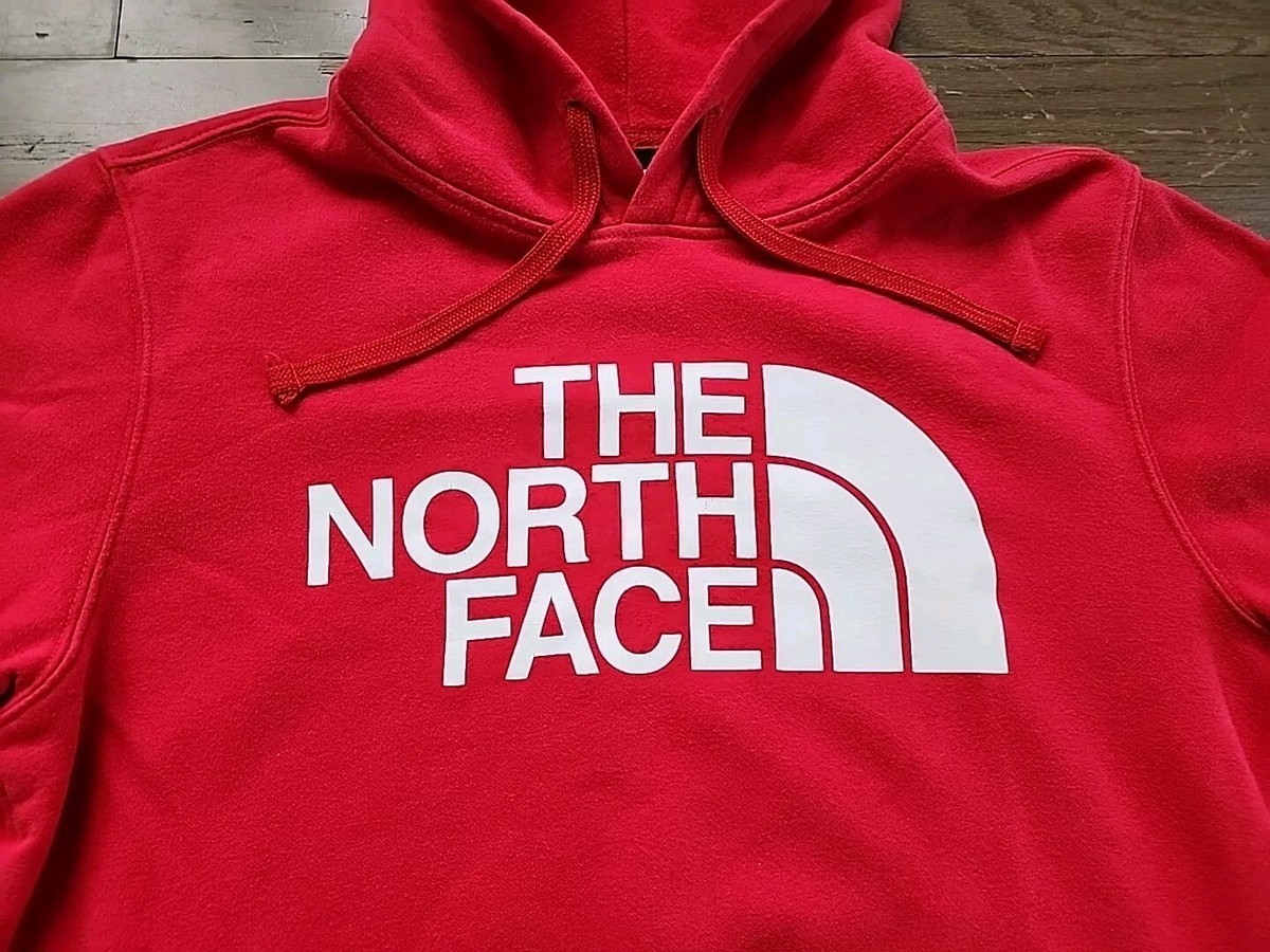 The North Face Red White Hoodie Big Center Logo Mens Medium | eBay
