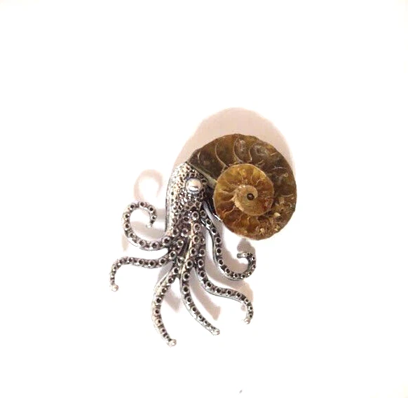 Broche prendedor Cthulhu Kraken bruja amonita mágico raíz gótica chakra espiral joyería Foto 3 de 3