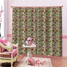 Brush Pure Spirit Red Flower Printing 3D Blockout Curtains Fabric Window