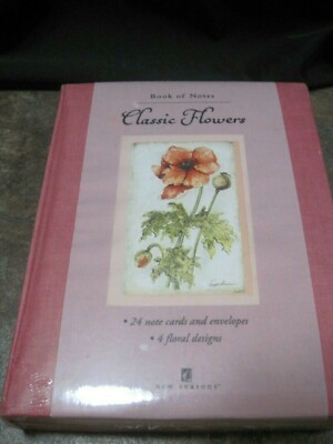 CLASSIC FLOWERS ~ BOOK OF NOTES ~ 24 NOTE CARDS & ENVELOPES ~ FRENCH BOTANICALS