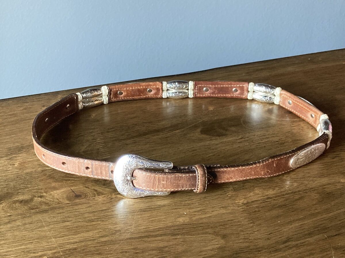 Women's Western Justin Leather Silver Concho Beads Buckle Women's Western Justin Leather Silver Concho Beads Buckle
