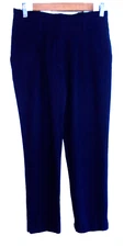 Dorothy Perkins Linen Trouser Women's Navy High Waist Straight Leg Pocket Size 8