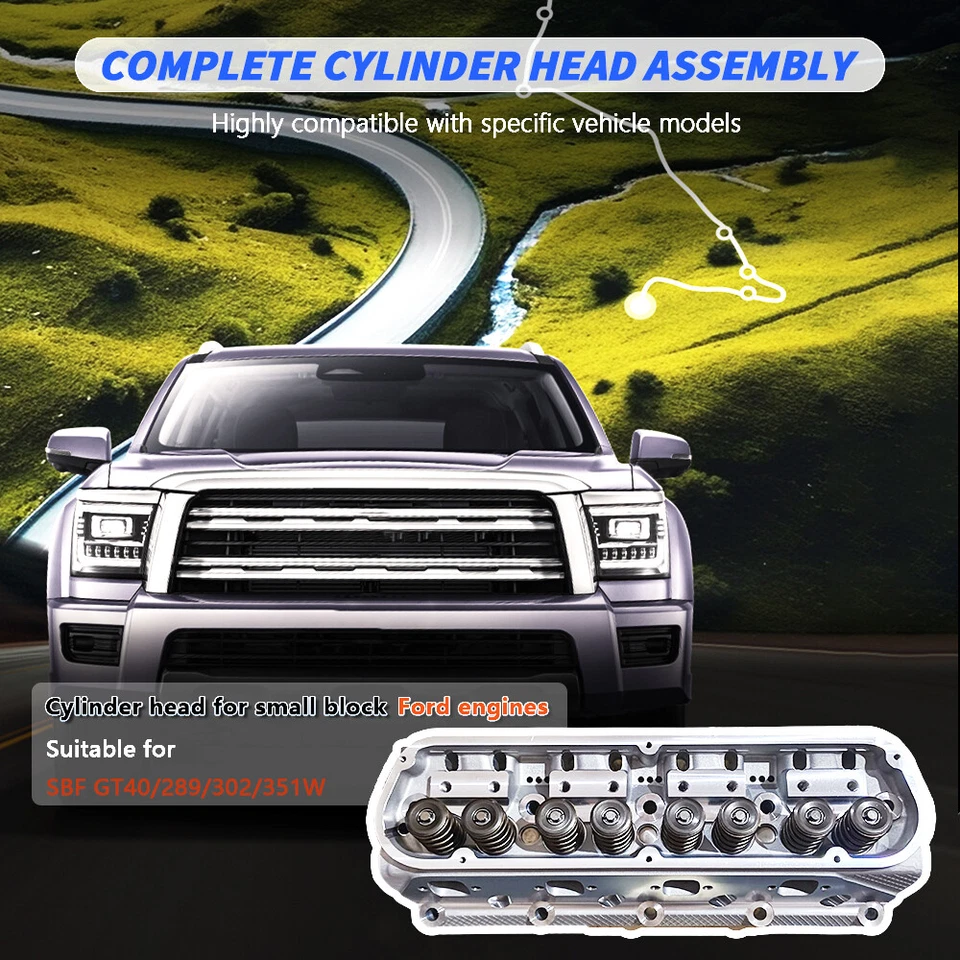 2X Complete Aluminum Cylinder Heads For FORD SBF GT40 289 302 351W 175cc 2.02 Foto 3 de 4