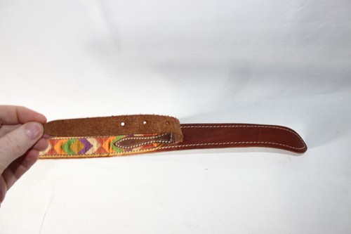 Womens Mens Leather Belt 34" Brown Boho Vintage Unisex - Picture 9 of 21