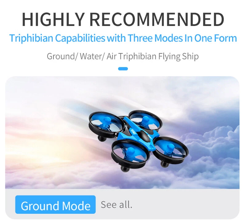 JJRC H36F 2.4G Vehicle Drone Boat Remote Control 3in1 Toy + Headless 3D Flips - Image 4 of 4