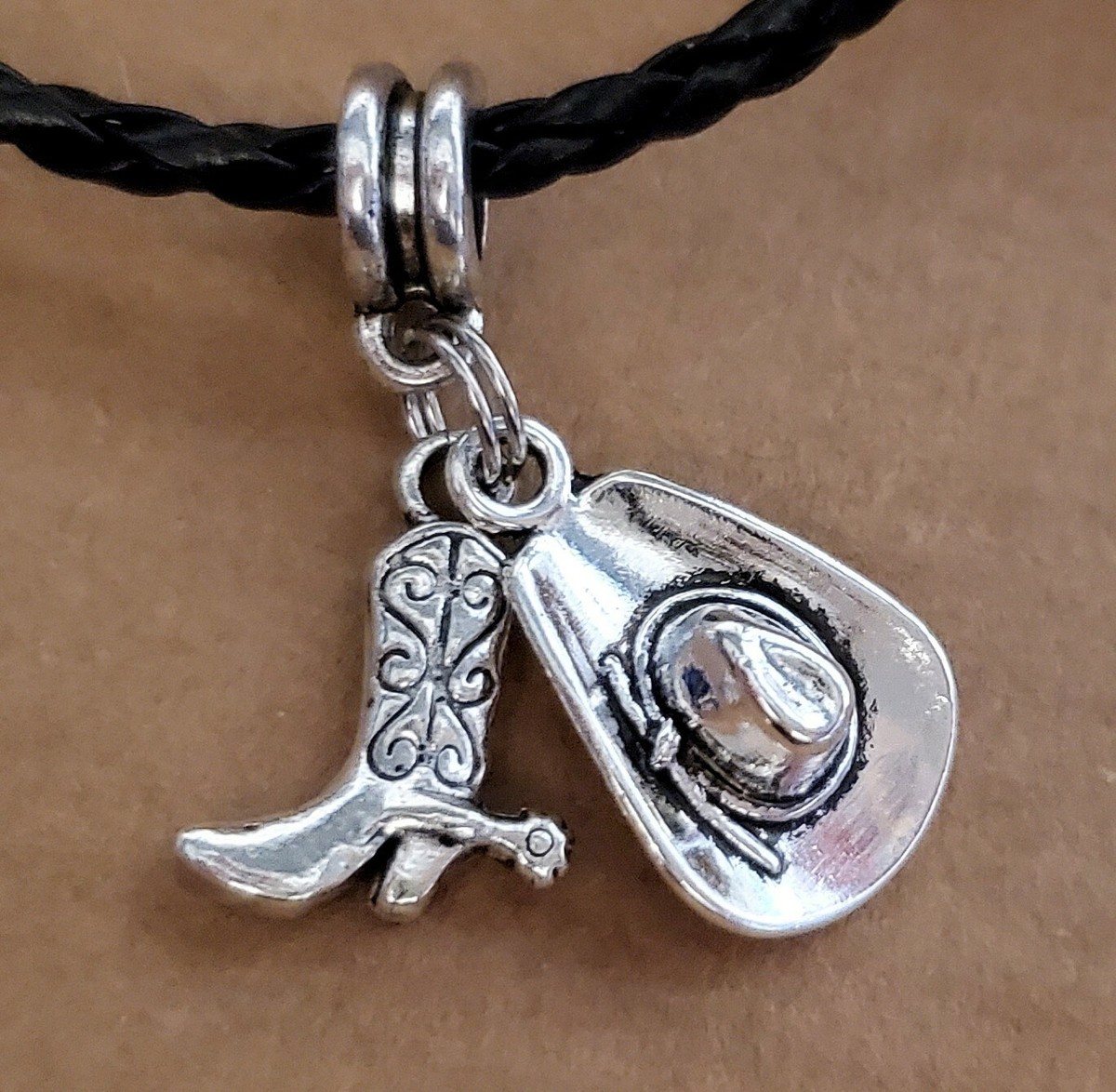 Cowgirl Cowboy Boot Country Western Hat Dangle Bead fit European