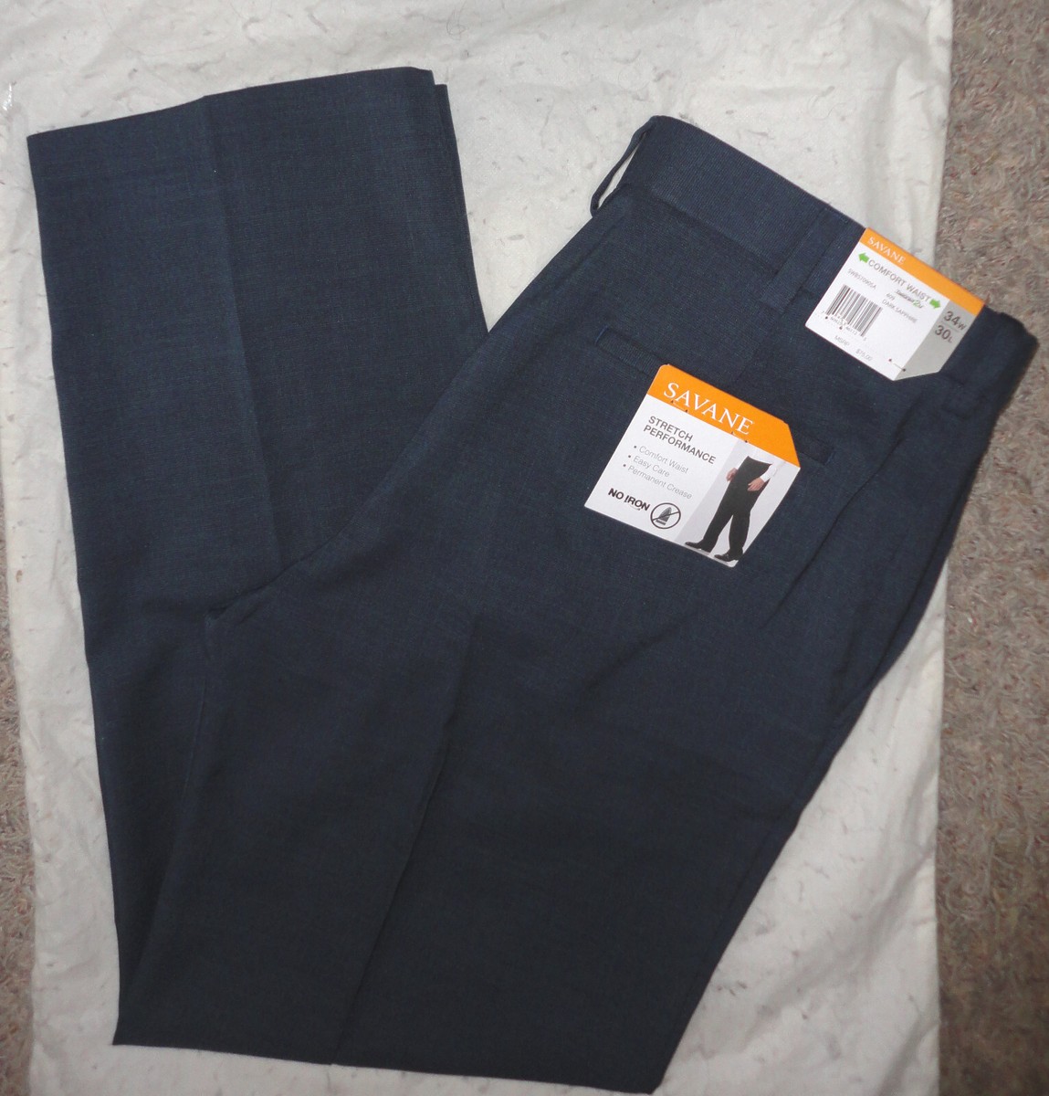 SAVANE Mens STRETCH PERFORMANCE COMFORT DARK SAPPHIRE NAVY DRESS