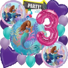 Anagram The Little Mermaid Birthday Party Foil Balloon Bouquet Set 3rd Birthday