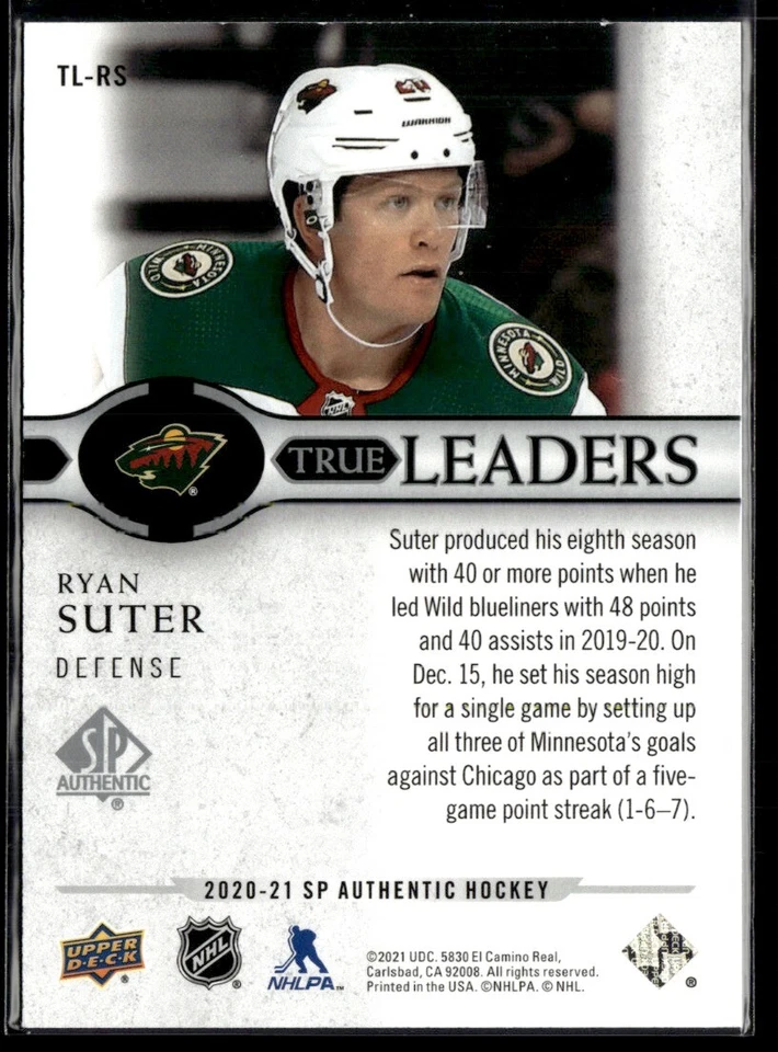 2020-21 SP Authentic True Leaders Ryan Suter #TL-RS H7R1K - Image 2 of 2