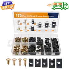 170Pcs Car U-Clip and Screw Assortment Kit 9 Different Sizes Automotive U Nut an