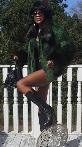New Designer Black Emerald green fox Fur Coat Bolero jacket Stroller M 6-10/12 - 第 2/12 張圖片