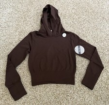 New Mix Women s Long Sleeve Fleece Lined Hoodie Brown Size S/M
