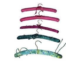 Satin and velvet mixed lot of 5 lingerie padded hangers green pink and maroon