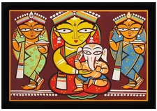 Jamini Roy Parvati and Ganesha Photo Wall Painting Framed