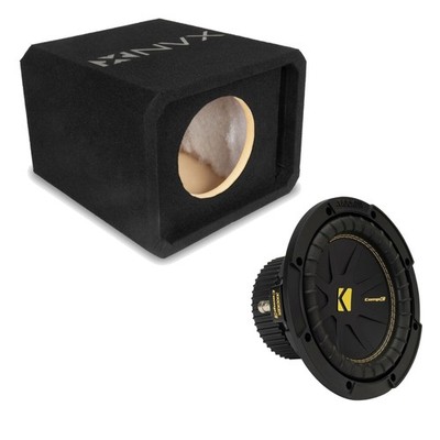 NVX NE81P Single 8'' Slot Ported 3/4'' MDF Subwoofer Enclosure w/ Comp Subwoofer