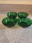 Vintage Anchor Hocking Forest Green Sandwich Glass Berry Sauce 4” Bowl Lot of 4