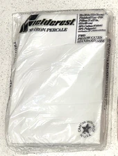 Vintage White Fieldcrest Cotton Percale 2 Pillow Case Set Standard Original New