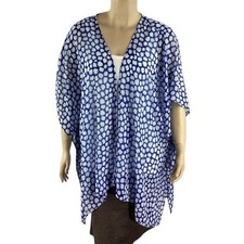 Lane Bryant Blue White Open Front Kimono Overpiece One Size