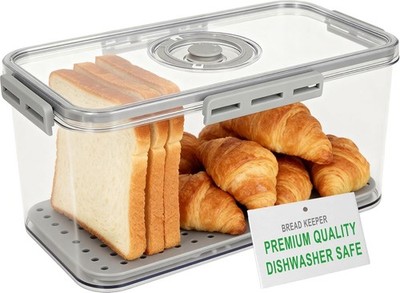 Plastic Bread Box for Kitchen Counter, Airtight Bread Stora
