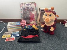 Vintage Teddy Ruxpin Grubby Cord Accessories Books Cassette Tapes Untested