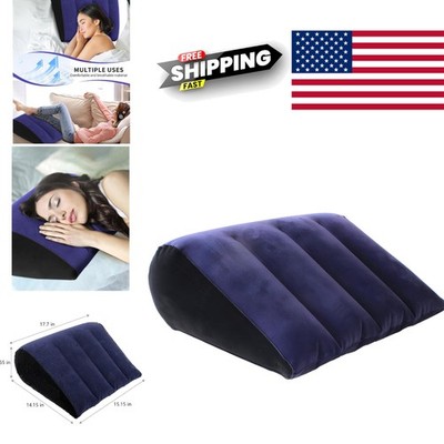 Portable Wedge Pillow Inflatable Cushion for Back and Legs Support in Blue