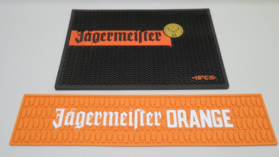 2x Jägermeister Barmatte Abtropfmatte Groß ca. 44 cm x 29 cm + Orange 60 x 13 cm