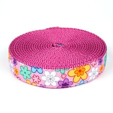 Country Brook Design® 1 Inch May Flowers Ribbon on Rose Nylon Webbing, 5 Yards