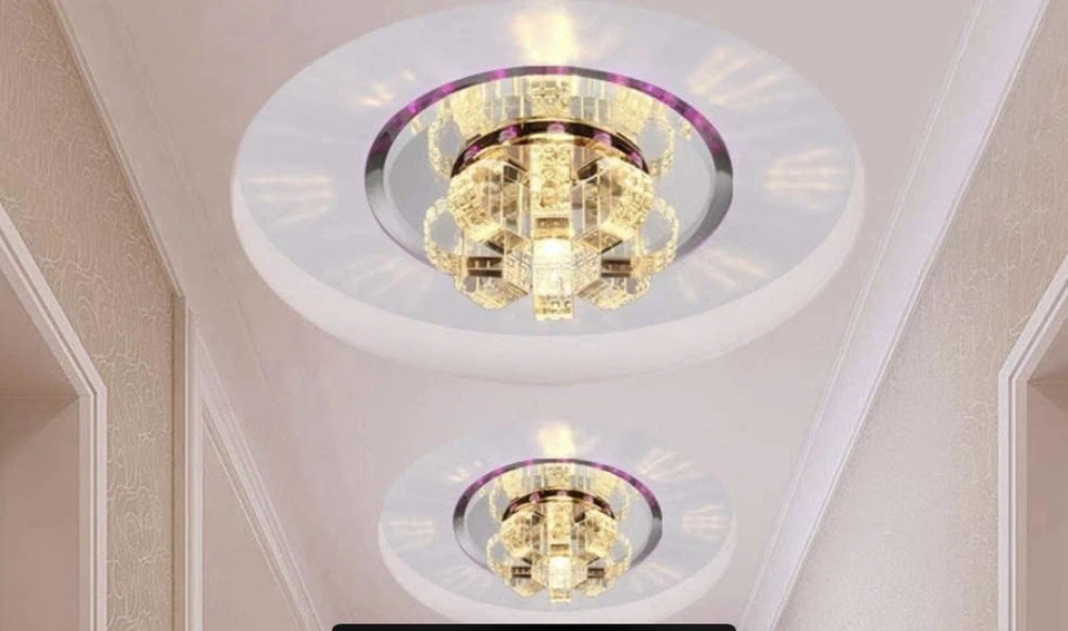 "Lámpara de techo de cristal de 7,1"" W con luz de montaje empotrado LED ajustable de temperatura de color" Foto 4 de 4