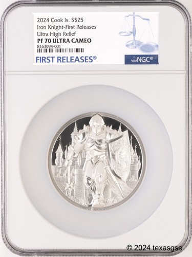 2024 Cook Islands Silver 5oz $25 Iron Knight NGC PF70 First Release