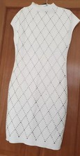 Zara White Knit Stretch Dress With Studs Size BNWT SIZE  M