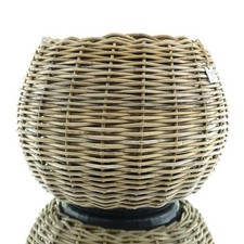 VAN DER LEEDEN DRYPOT® Rattan Tina Pflanzkübel Grau Ø 45 cm - Sylter Körbe