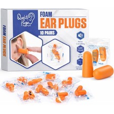Quality Foam Ear Plugs 10 Pair - 32dB Soft 1 pair (Pack of 10), Orange