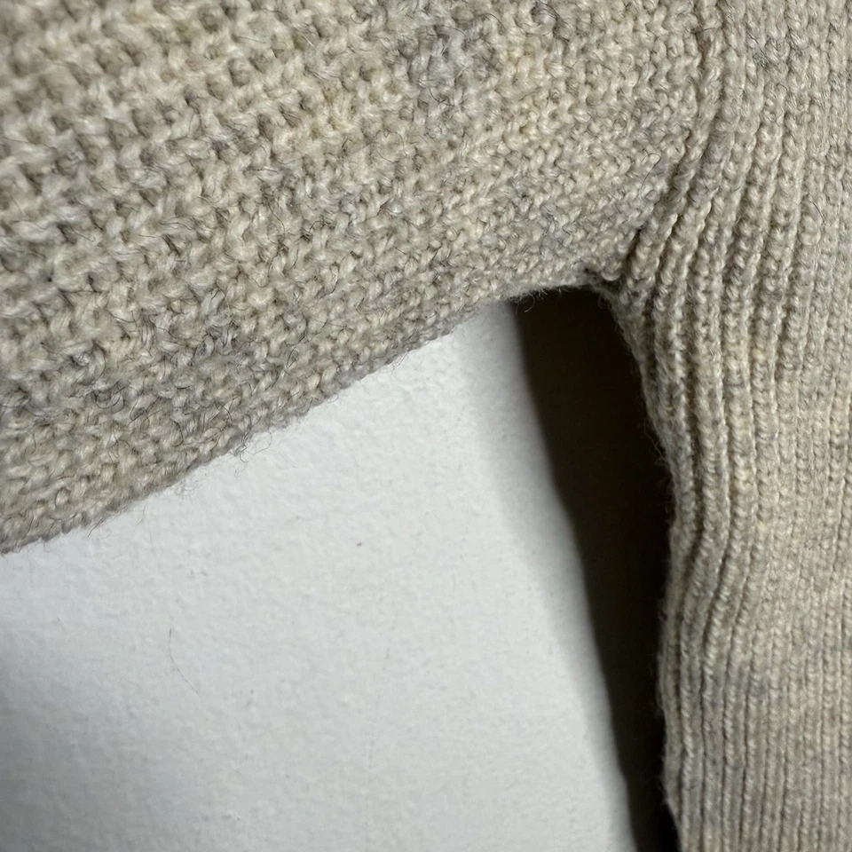 Vintage LL Bean Henley Sweater Men’s XL Tall Cream Fisherman Wool Blend USA - Image 3 of 4