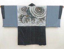 5726T06z470 Vintage Japanese Kimono Silk Men's OSHIMA HAORI Dragon