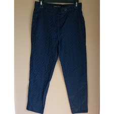 Madewell et Sezane Chevron Blue Black Career Cotton Blend Pencil Skinny Trouser