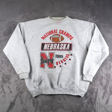 Vintage 90s Nebraska Huskers National Champs 1995 XL Sweatshirt Crewneck Men USA