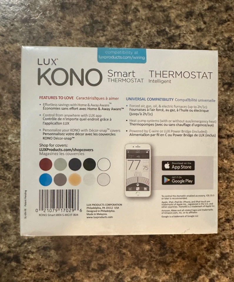 Lux Kono Smart Wi-Fi Thermostat w/Black Stainless Steel Faceplate KN-S-MG1-B04 - Image 2 of 4