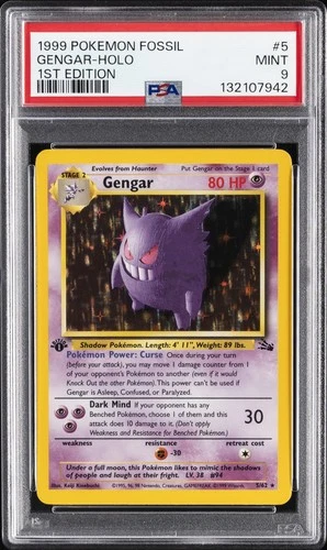 1999 POKEMON FOSSIL 1ST ED #5 GENGAR-HOLO PSA 9