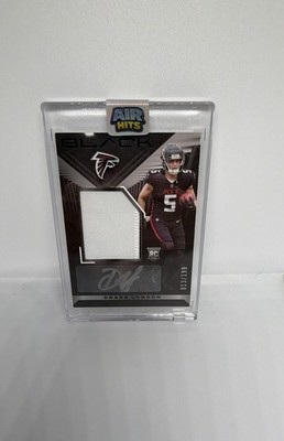 2022 Panini Black - Rookie Patch Autographs Drake London #212 /199 (AU, MEM, RC)