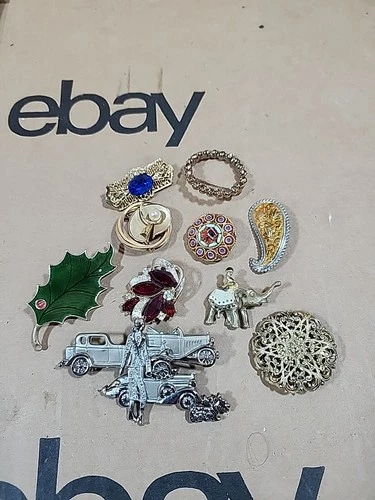 Vintage Brooch Costume Jewelry Pin Lot Of 10