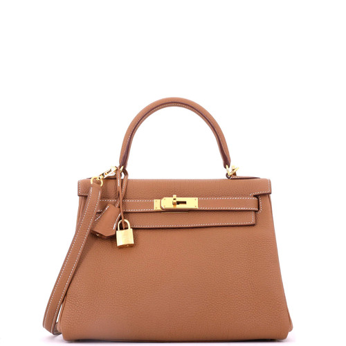 Hermes Kelly Handbag Gold Togo with Gold Hardware 28