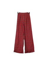 Vintage Supply UK Tartan Red Plaid Wide Leg 70  s Style Pants, Size 2