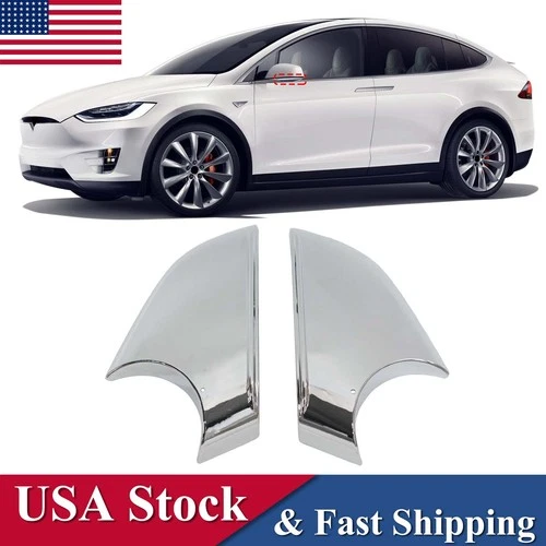 For 2016-2021 Tesla Model X Pair Side Door View Mirror Lower Holder Cover Chrome