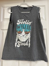 L Zutter USA Feeling Good Willie Nelson Sleeveless Shirt Made In USA 100% Cotton