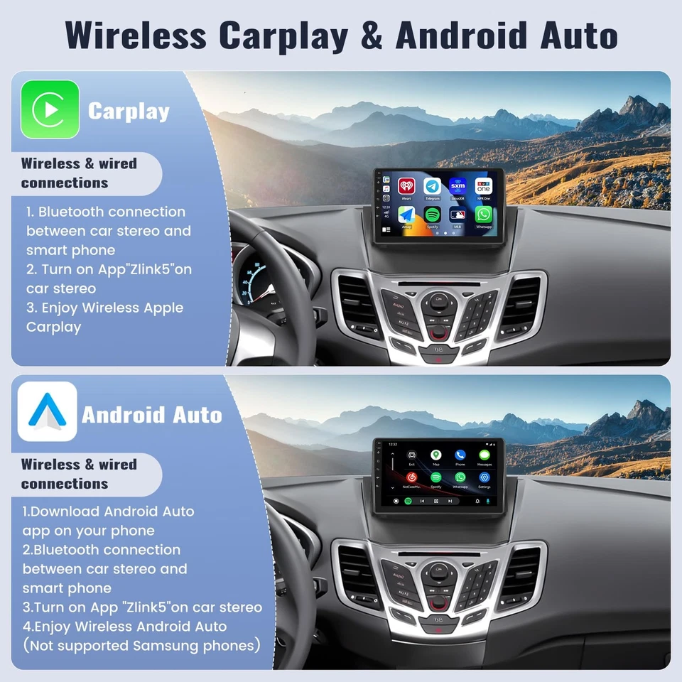 9" Touch Stereo with Wireless Carplay & Android Auto for 2009-2014 Ford Fiesta - Image 3 of 4